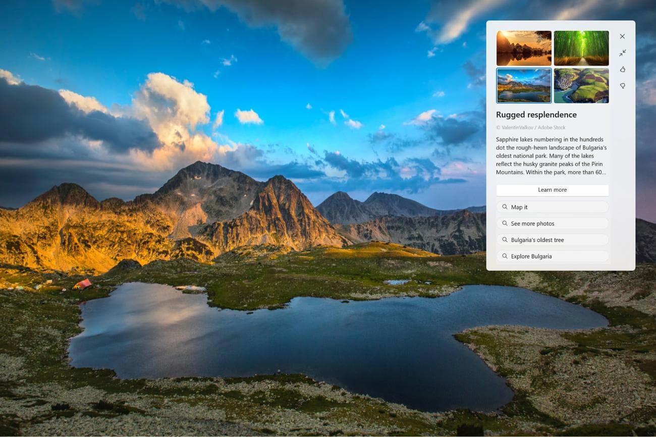 Μία από τις πολλαπλές θεραπείες για το Windows Spotlight με πιο πλούσια διεπαφή χρήστη που εμφανίζεται στην εμπειρία πλήρους οθόνης.  Κάνοντας ούτως ή άλλως κλικ στην επιφάνεια εργασίας απορρίπτεται η εμπειρία πλήρους οθόνης.