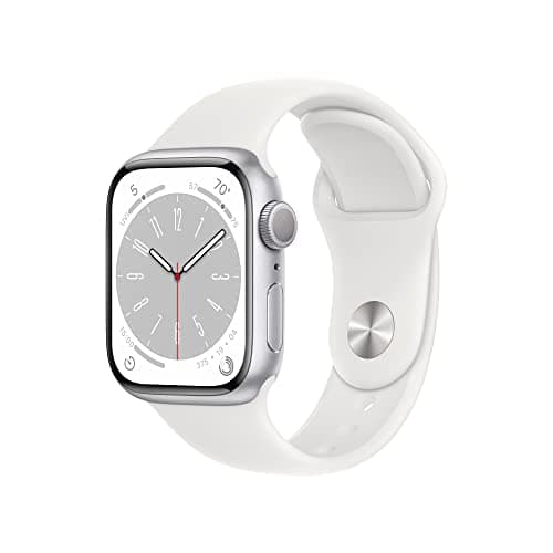 Apple Watch Series 8 [GPS 41mm] Έξυπνο ρολόι με ασημί θήκη αλουμινίου με λευκή αθλητική ζώνη - M/L.…