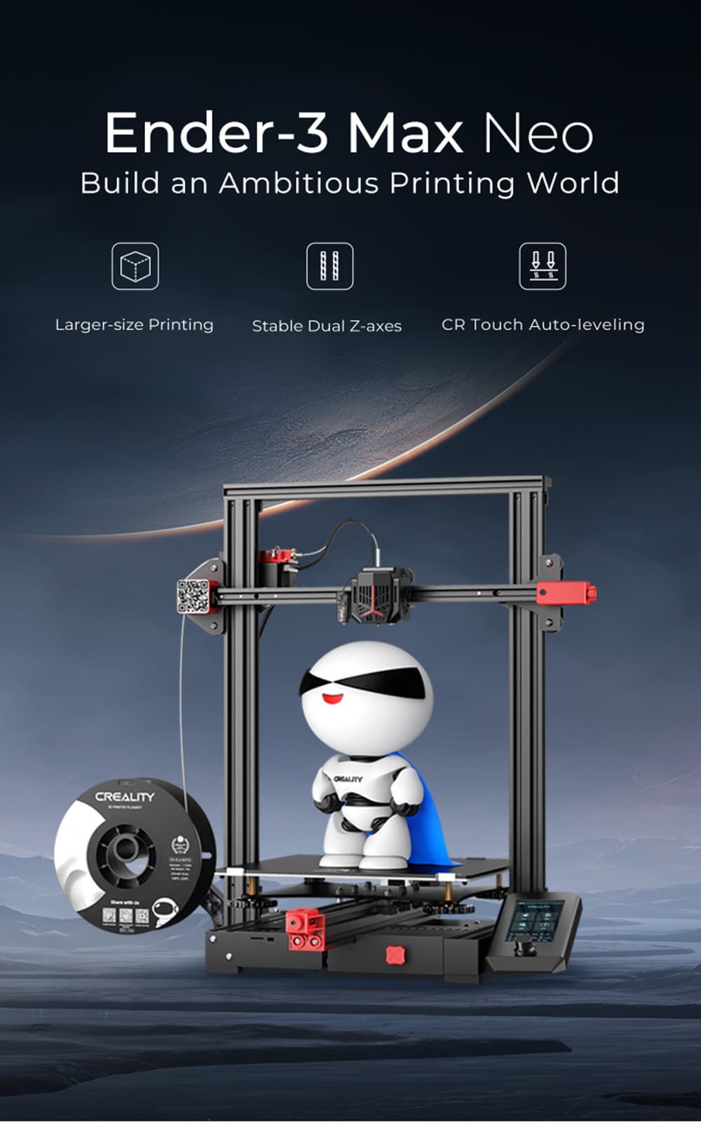 [#Ιστορικό_χαμηλό] Creality Ender-3 Max Neo : Αθόρυβος 3D εκτυπωτής με Offline printing και μεγάλο μέγεθος εκτύπωσης στα 236.7€!