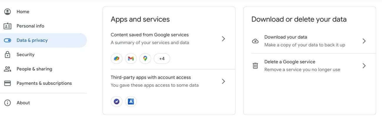 data and privacy on Google web