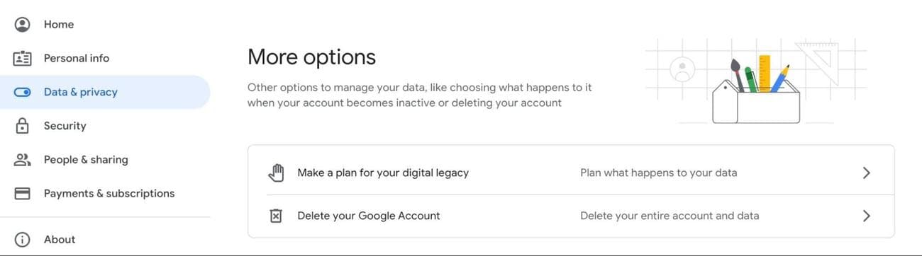 data and privacy on Google