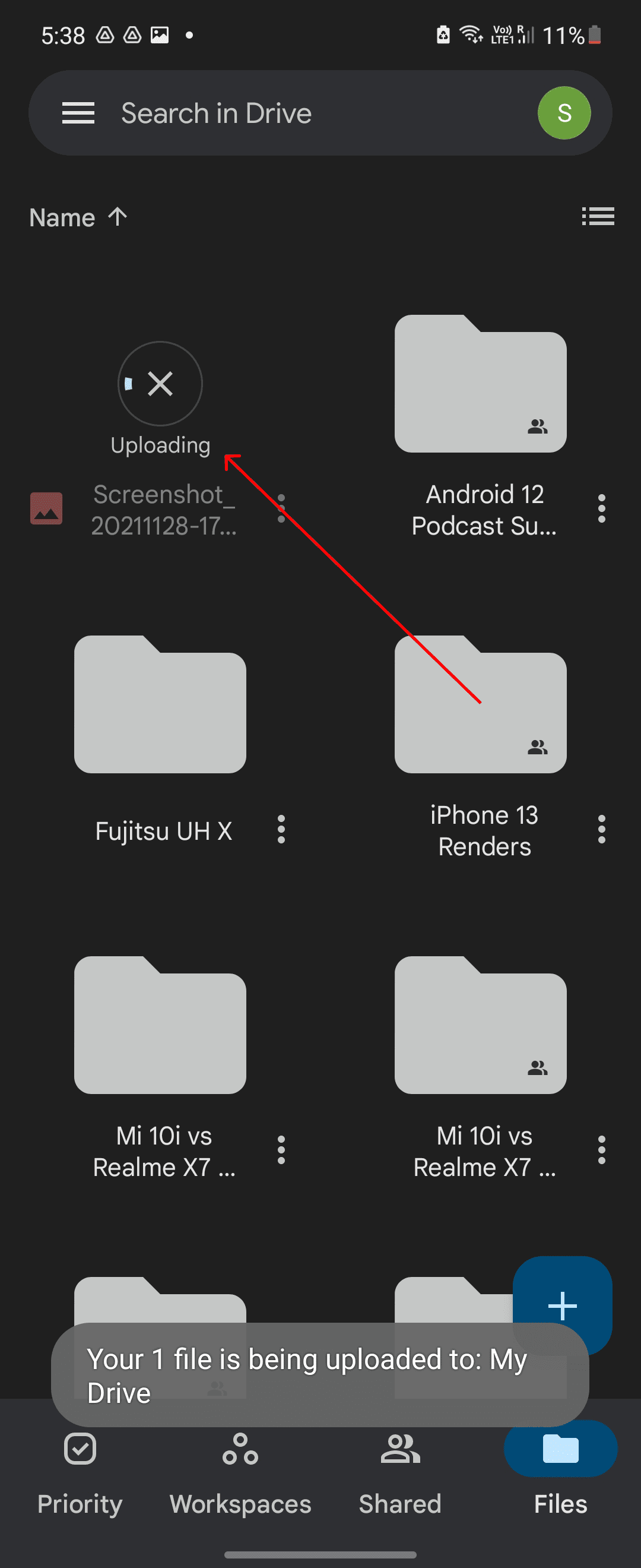 Google Drive uploading process
