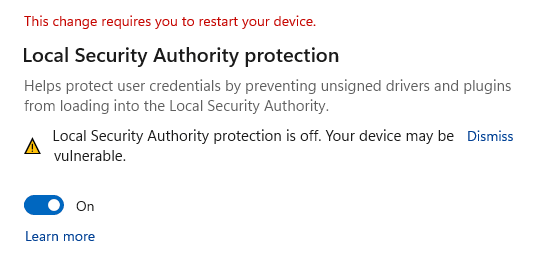 Προειδοποίηση προστασίας LSA