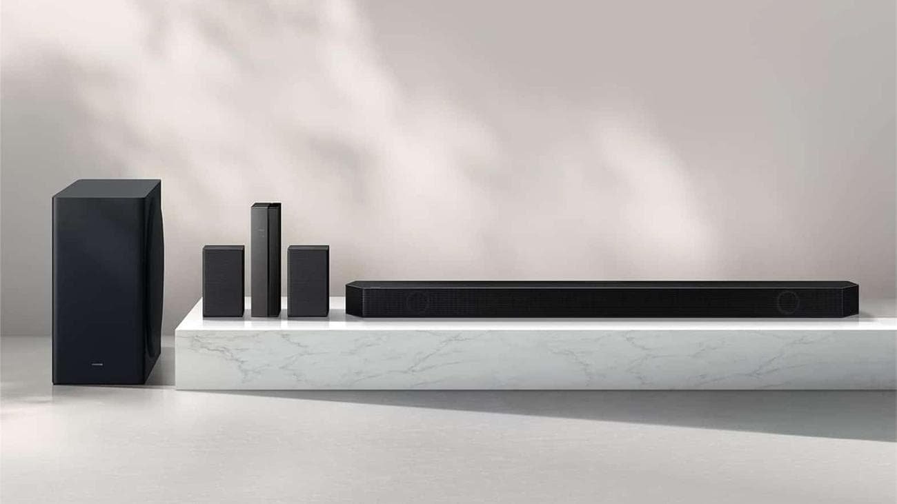 SAMSUNG HW Q910B 9.1.2ch Soundbar Wireless Rear Speakers Promo Image