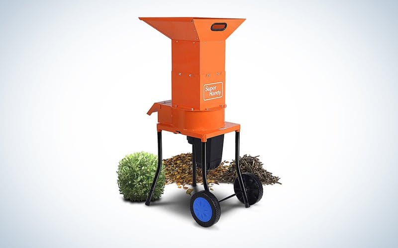 orange leaf mulcher on wheels