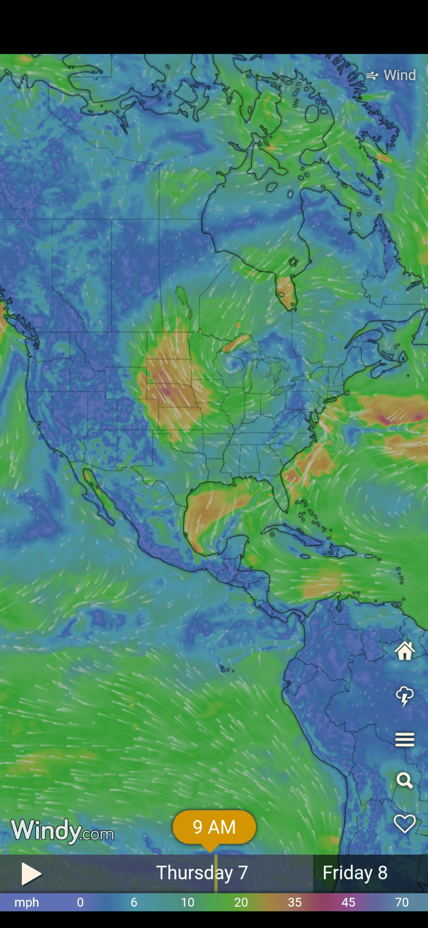 Αρχική οθόνη Windy.com