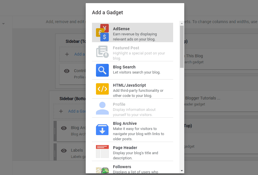 Adding a Blogger Gadget to website