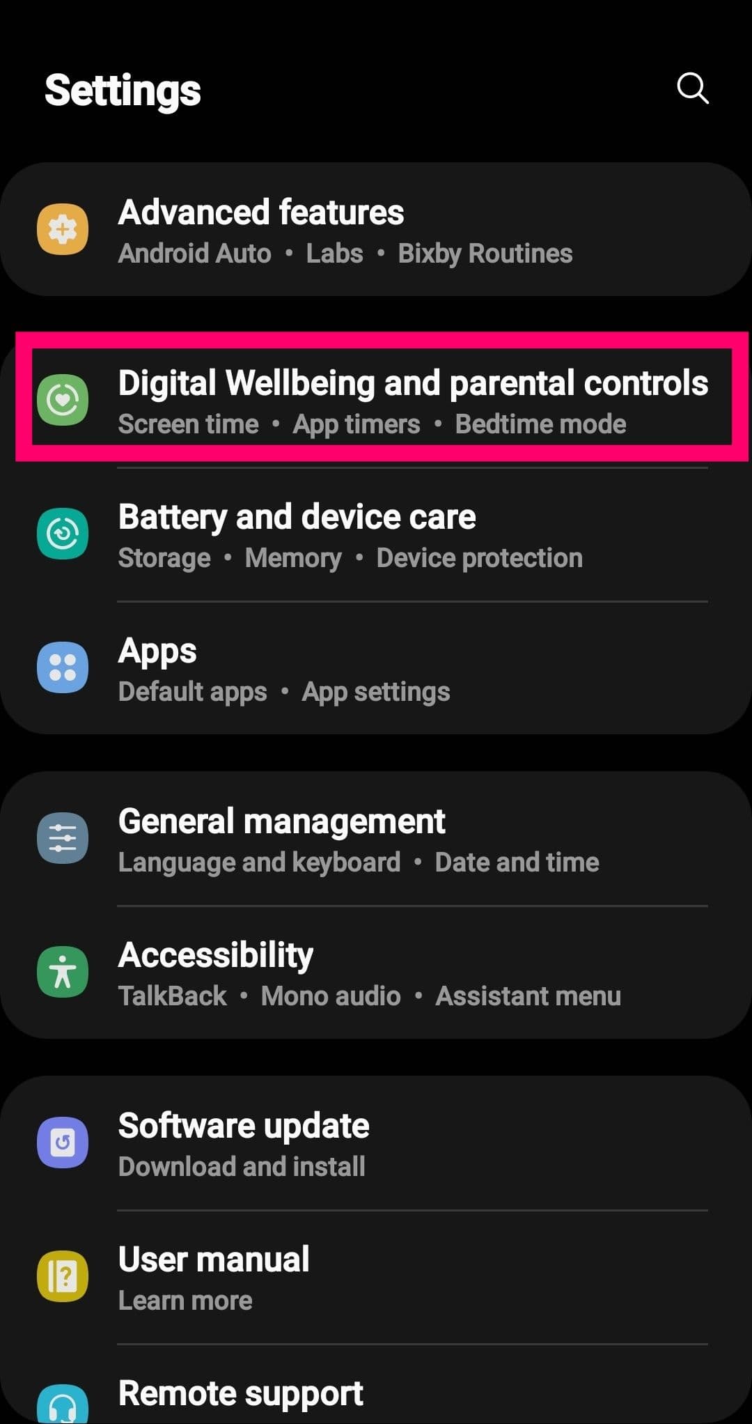 Στιγμιότυπο οθόνης των ρυθμίσεων τηλεφώνου Android
