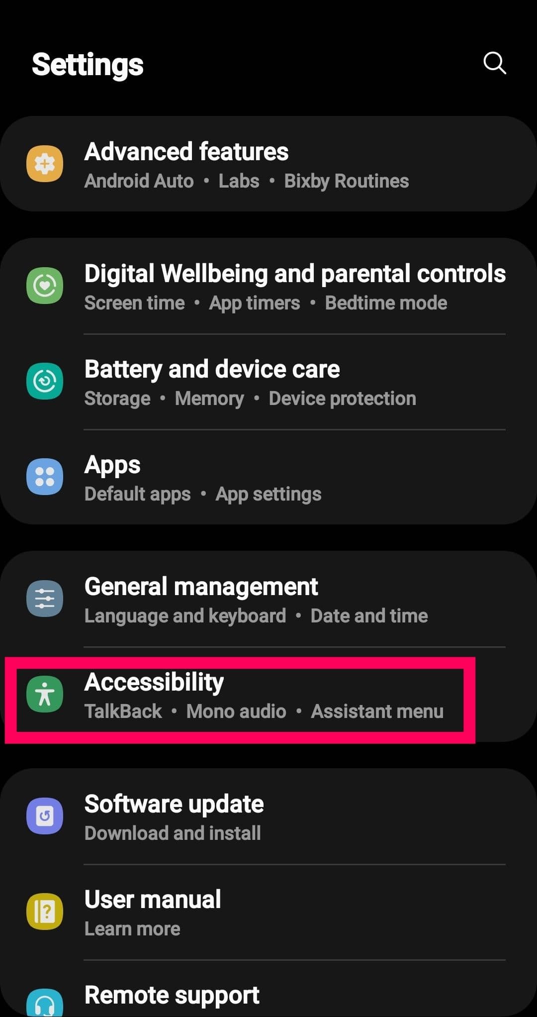 Στιγμιότυπο οθόνης των ρυθμίσεων τηλεφώνου Android