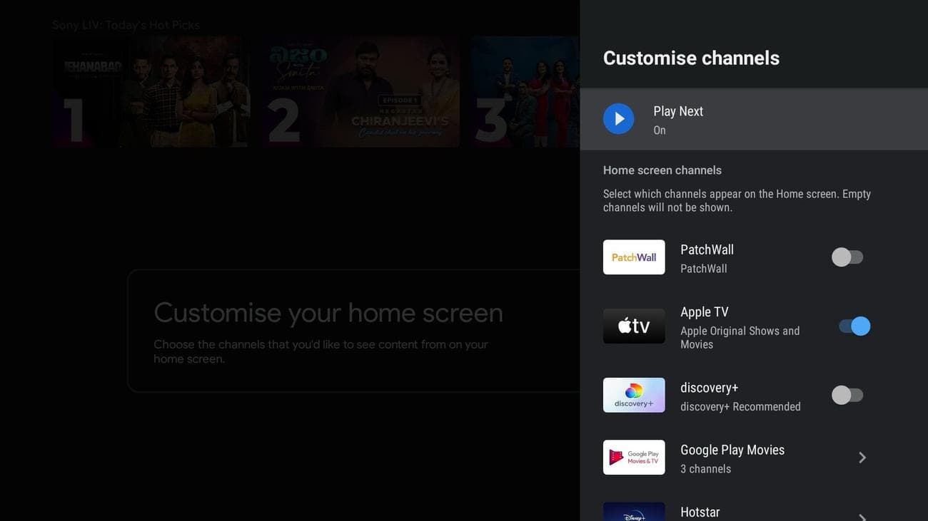 αλλαγή καναλιών στο Android TV