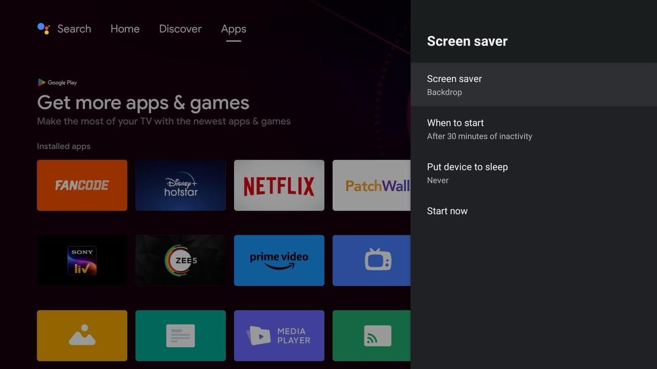 Επιλογές προφύλαξης οθόνης στο Android TV