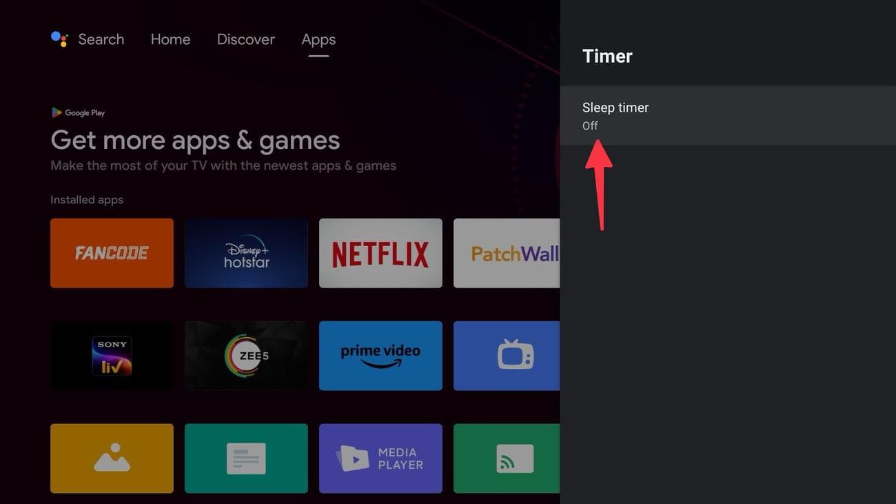 Χρονοδιακόπτης ύπνου στο Android TV
