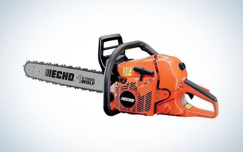 Black and orange gas chainsaw
