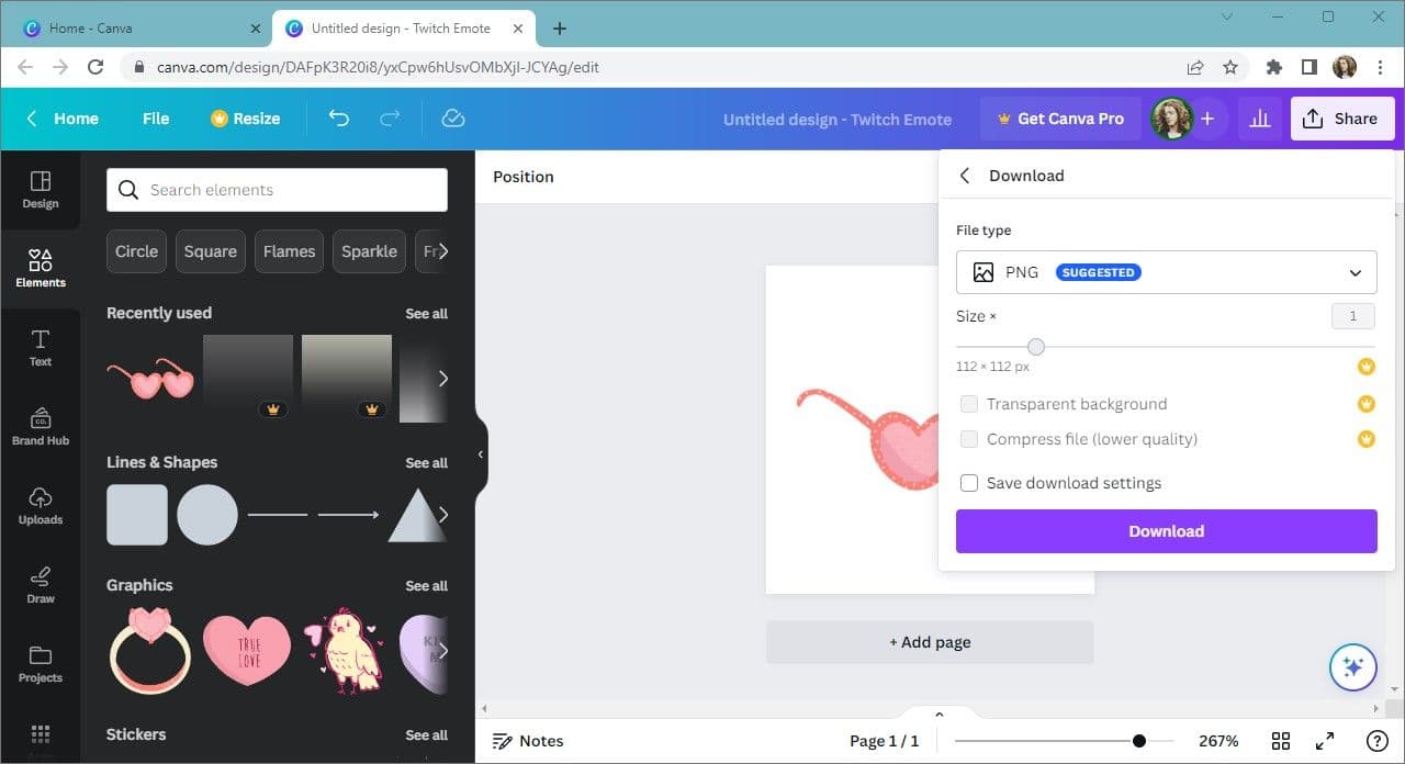 Παράθυρο λήψης επιφάνειας εργασίας canva