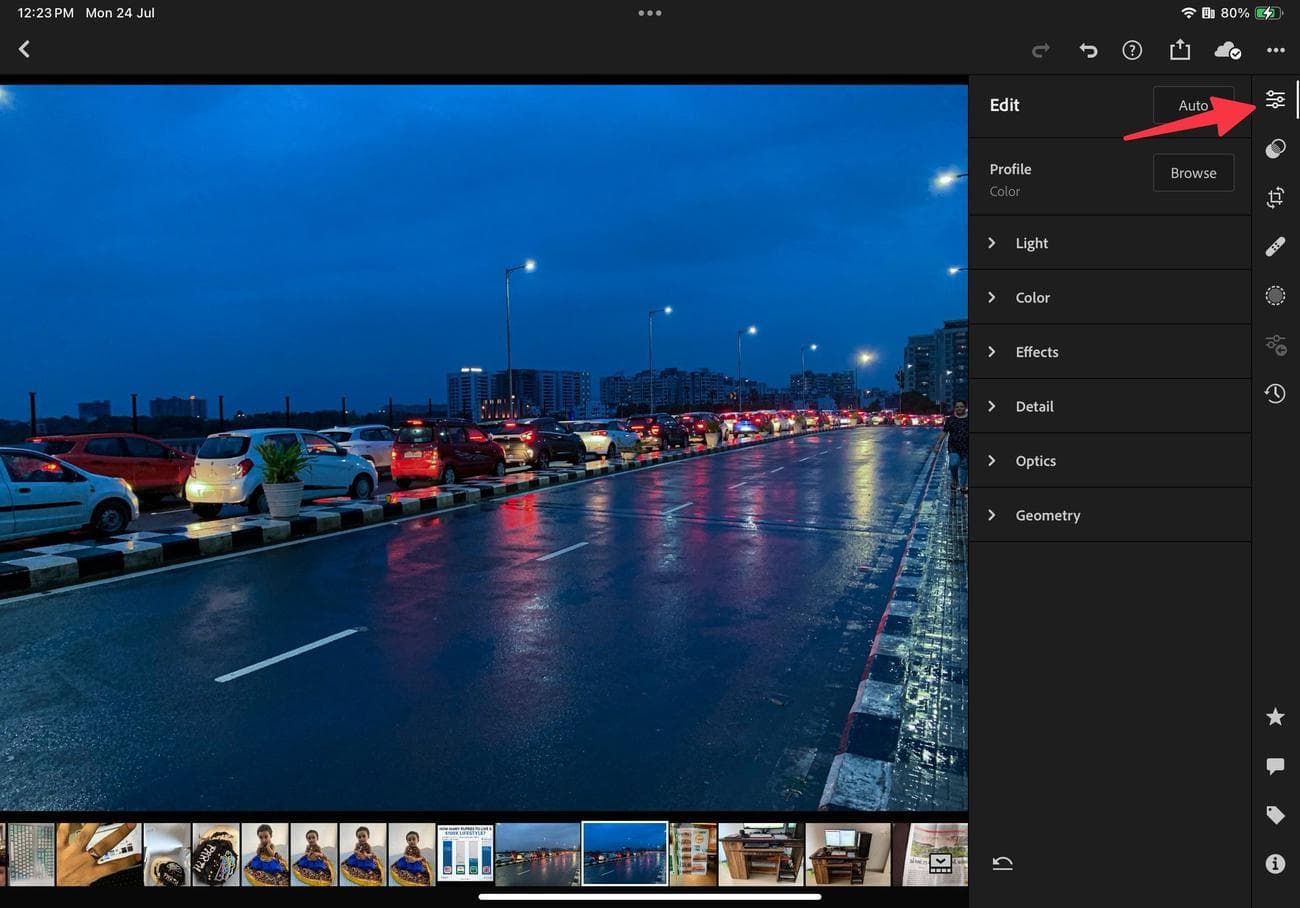 edit images in Lightroom ipad