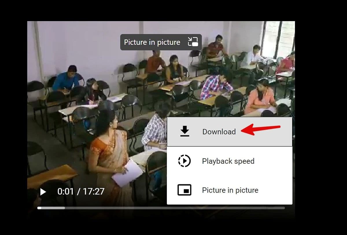 Στιγμιότυπο οθόνης επιλογής λήψης βίντεο μενού με τρεις κουκκίδες