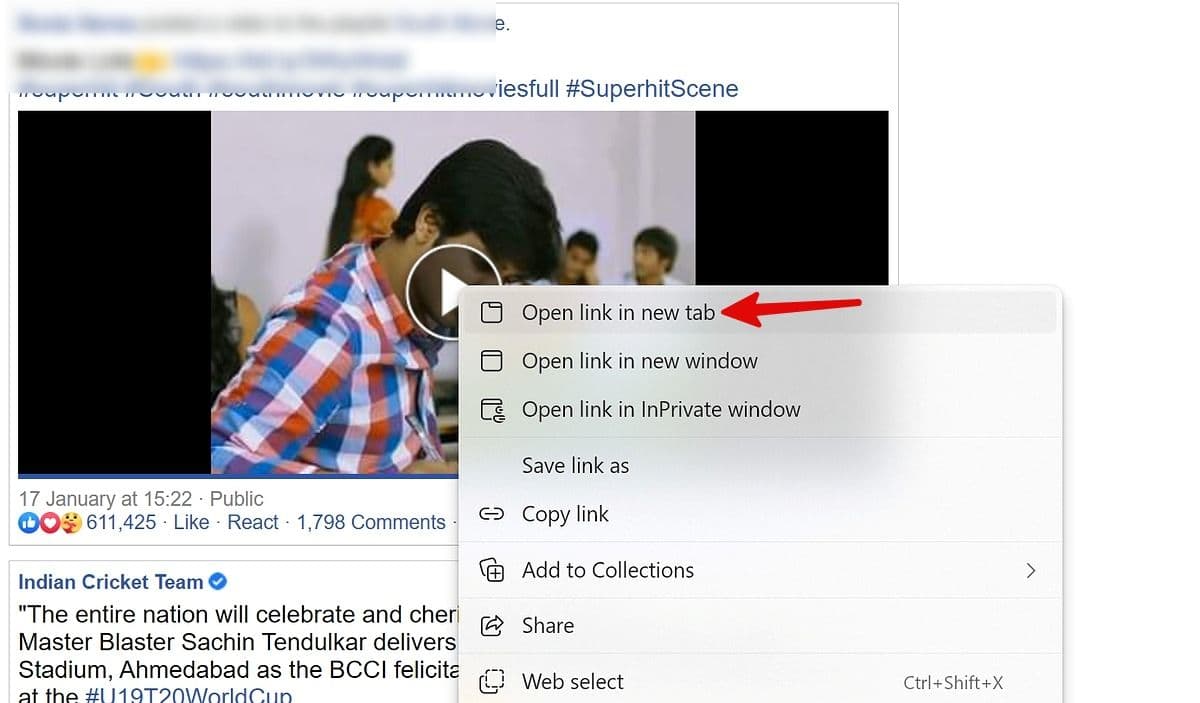 ανοίξτε το βίντεο του facebook σε νέα καρτέλα
