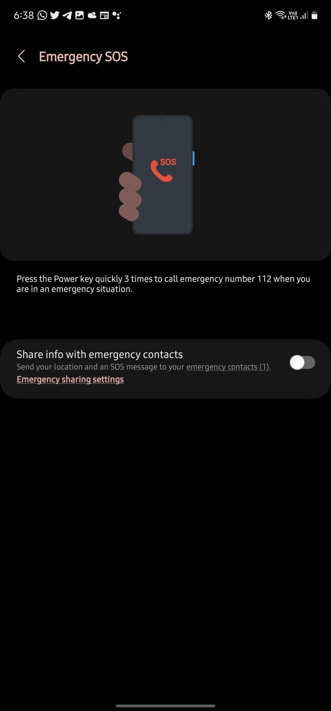έκτακτης ανάγκης SOS Samsung
