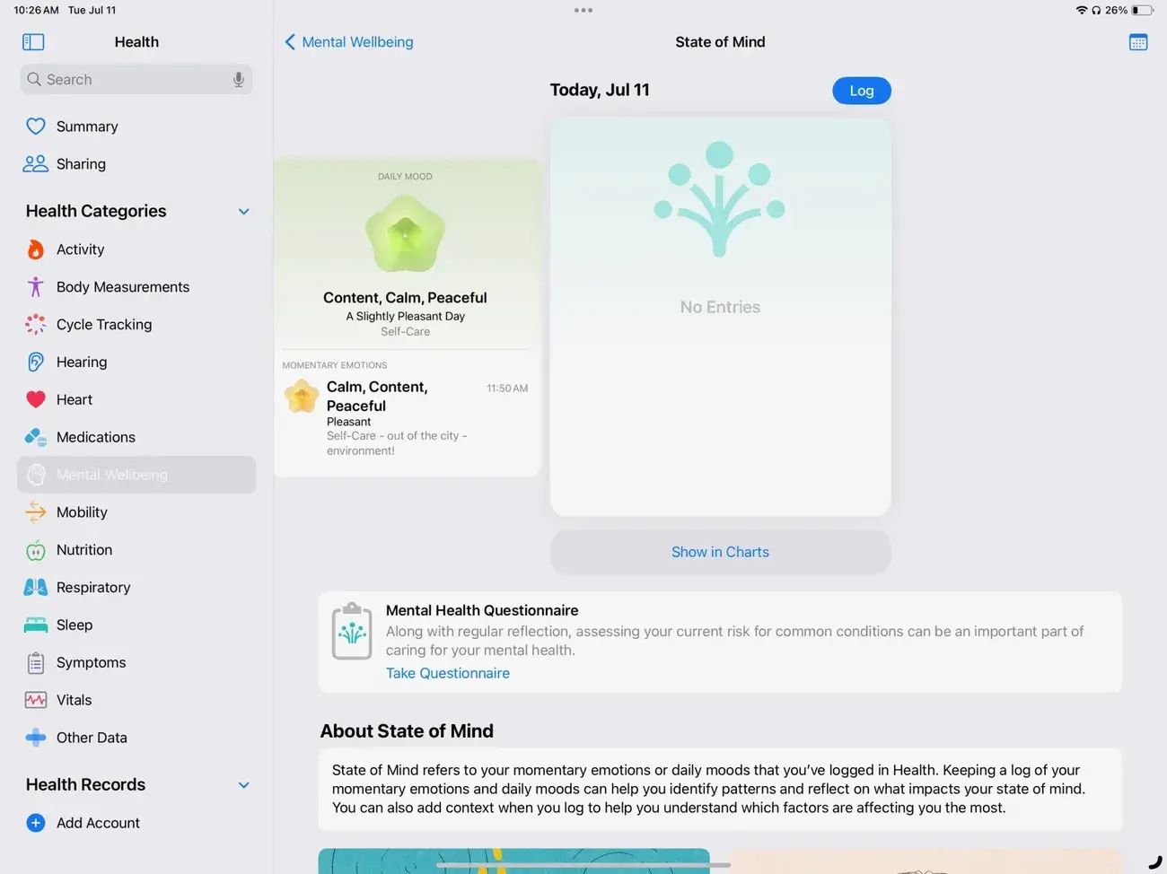 Εφαρμογή iPadOS 17 Health