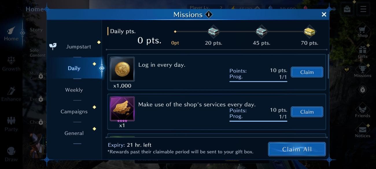 Προεπισκόπηση όλων των αποστολών και των επιτευγμάτων στο Final Fantasy VII: Ever Crisis