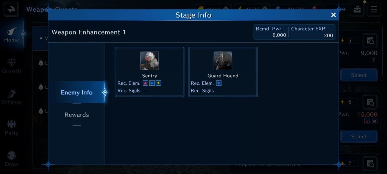 Οθόνη πληροφοριών σκηνής στο Final Fantasy VII: Ever Crisis