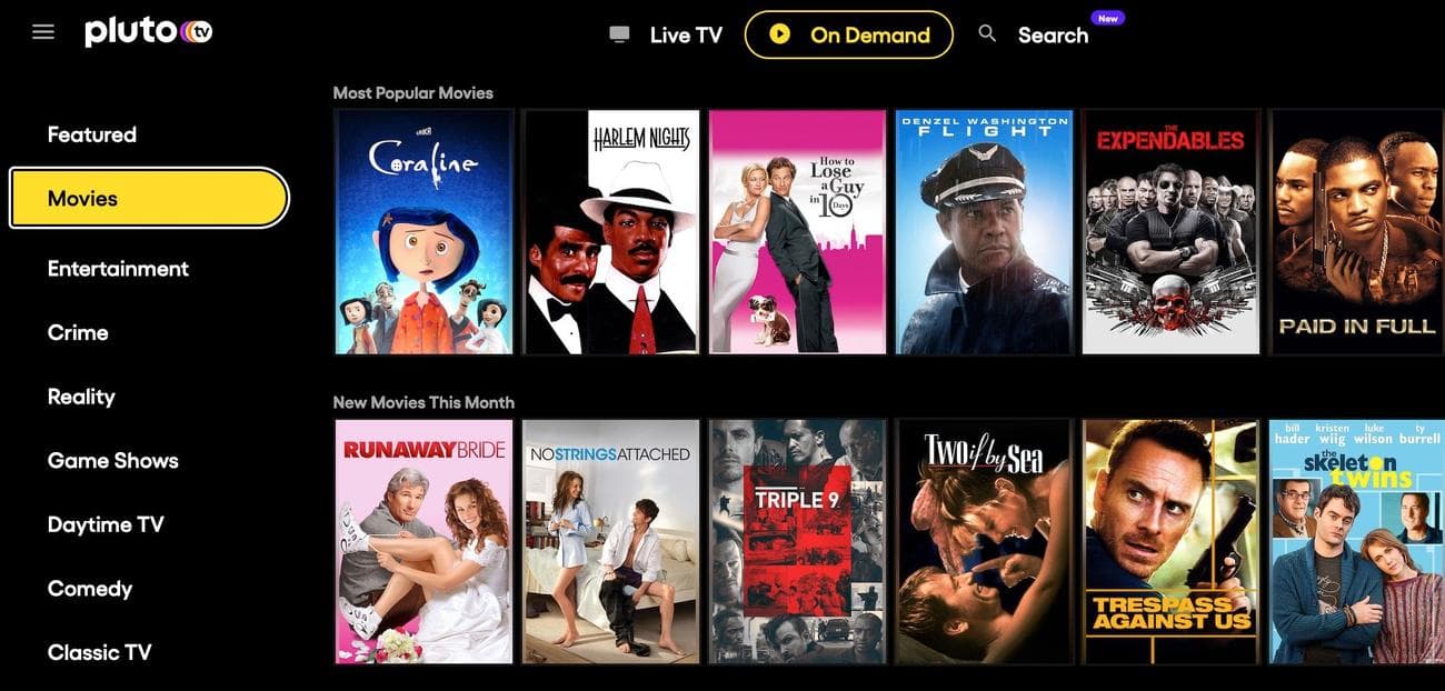 στιγμιότυπο οθόνης της αρχικής οθόνης του ιστότοπου pluto