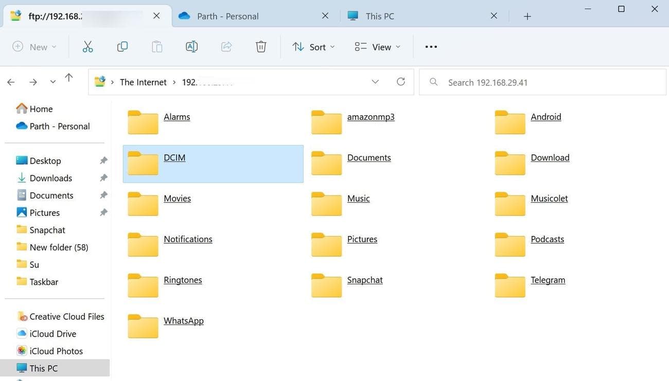 FTP server connected