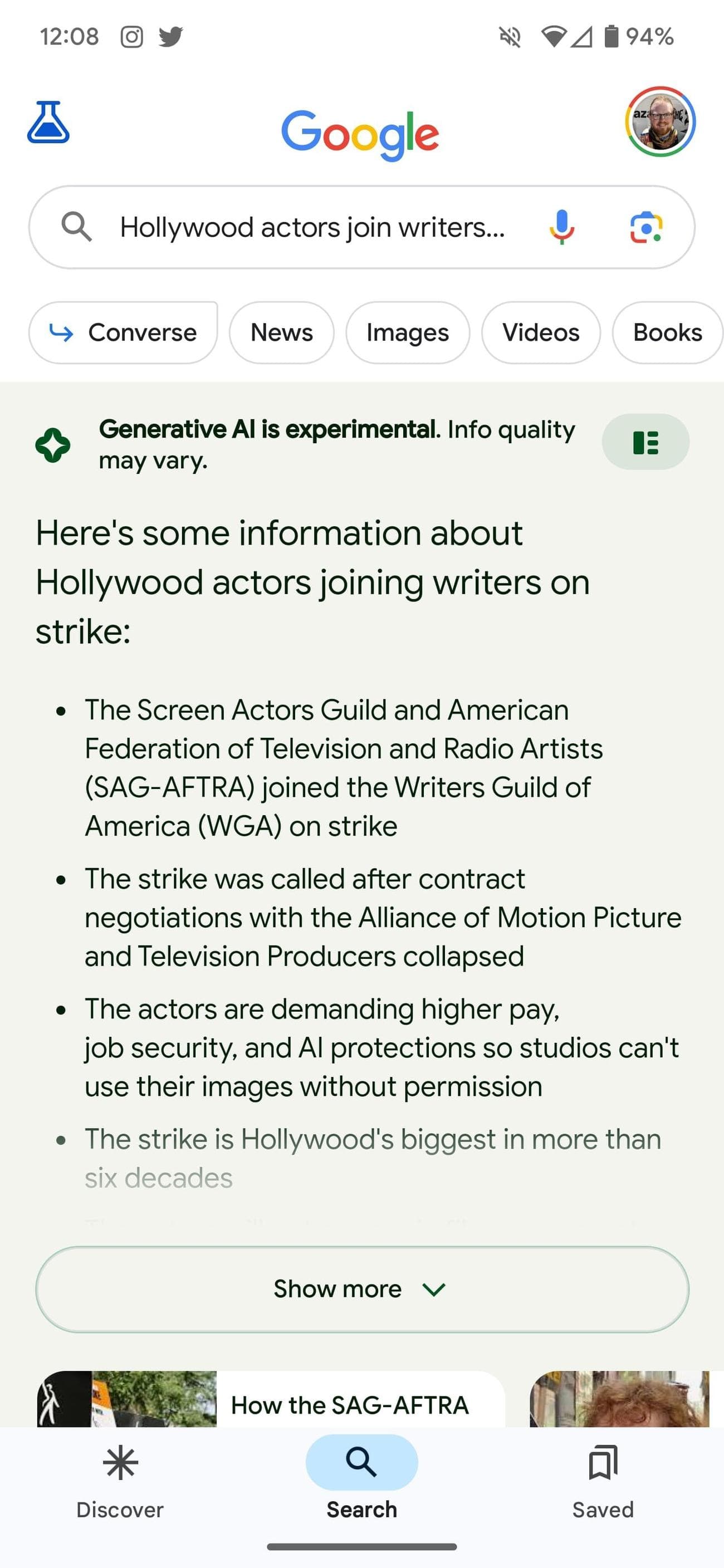Google-discover-fake-search-bar-tap-result