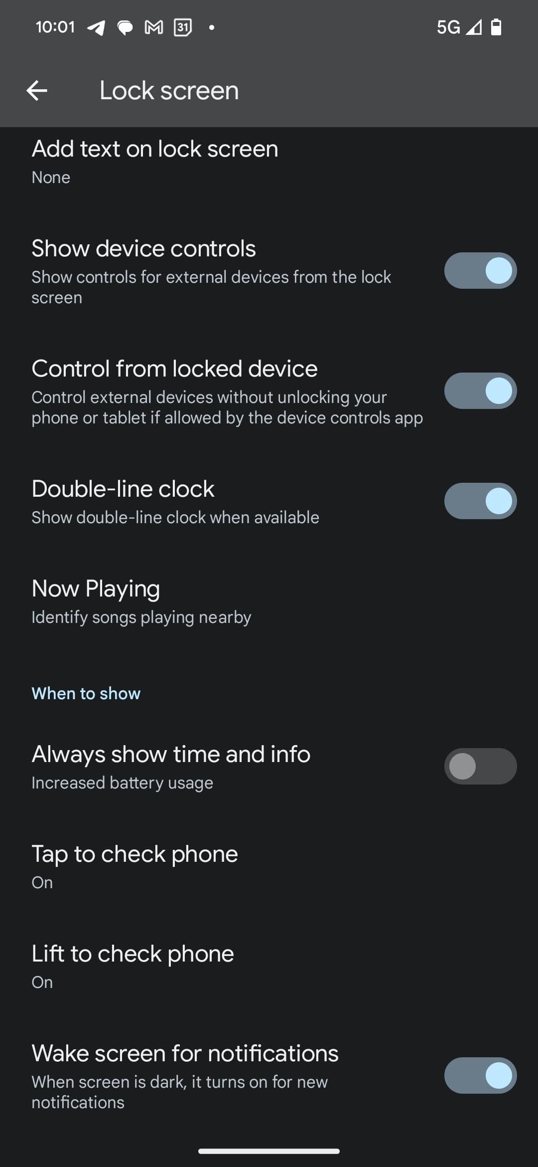 Ρυθμίσεις οθόνης Google Pixel Lock