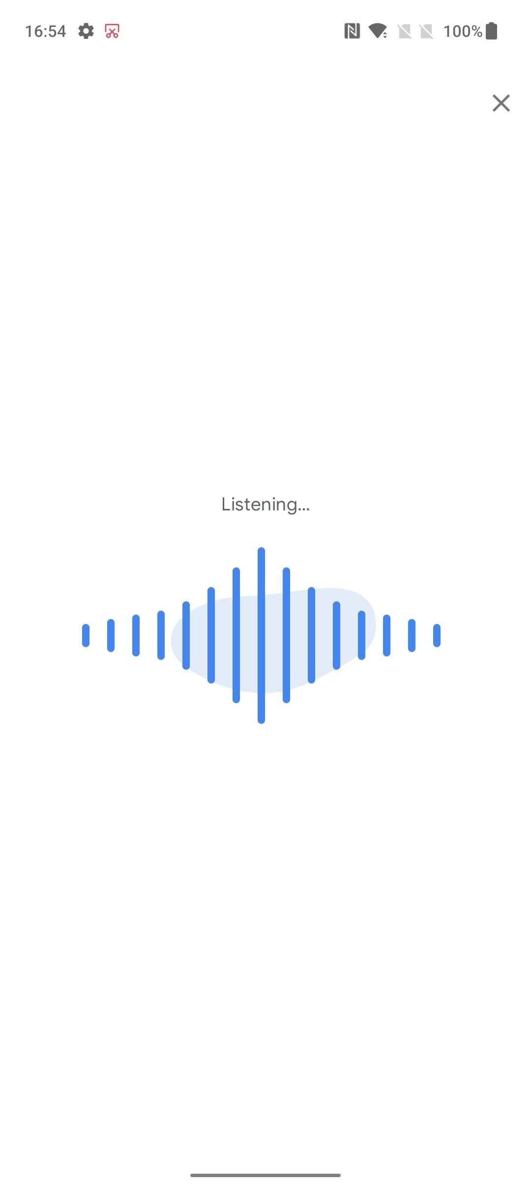 Στιγμιότυπο οθόνης που δείχνει την Google να ακούει μελωδία