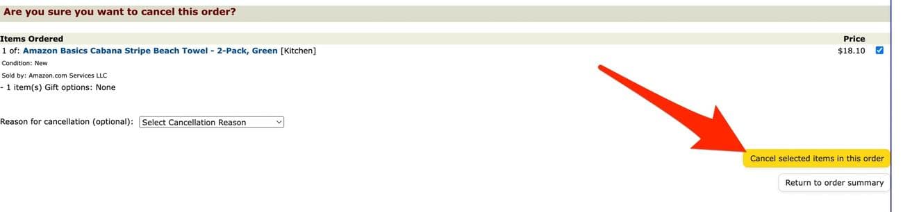 Κόκκινο βέλος που δείχνει το κουμπί επιβεβαίωσης ακύρωσης