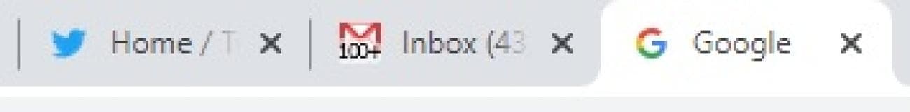Ένα στιγμιότυπο οθόνης του favicon του Gmail με το 