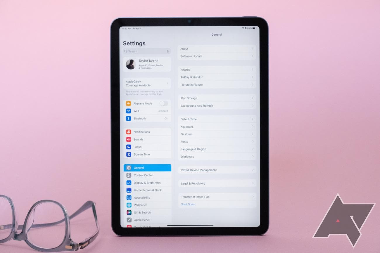 ipad air 2022 settings screen