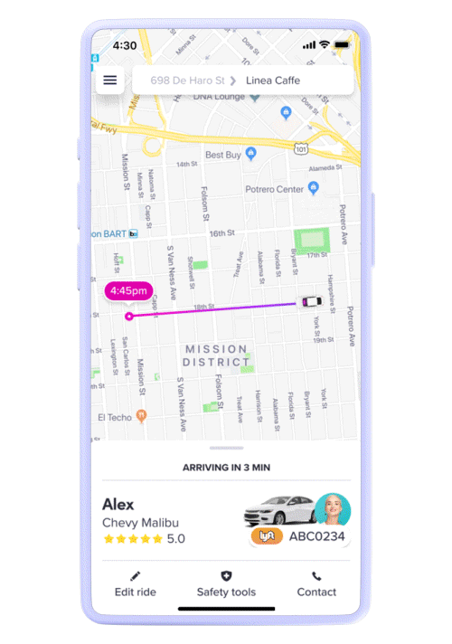 Αναβάτης Lyft πώς να επικοινωνήσει με το κινούμενο σχέδιο ADT