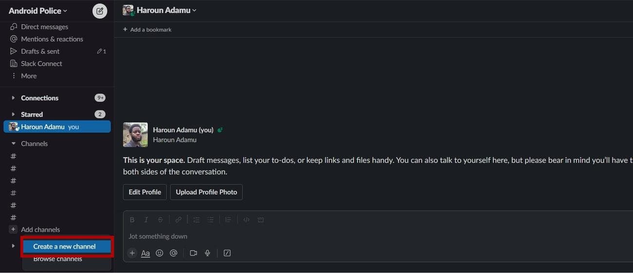 Δημιουργία νέου καναλιού Slack