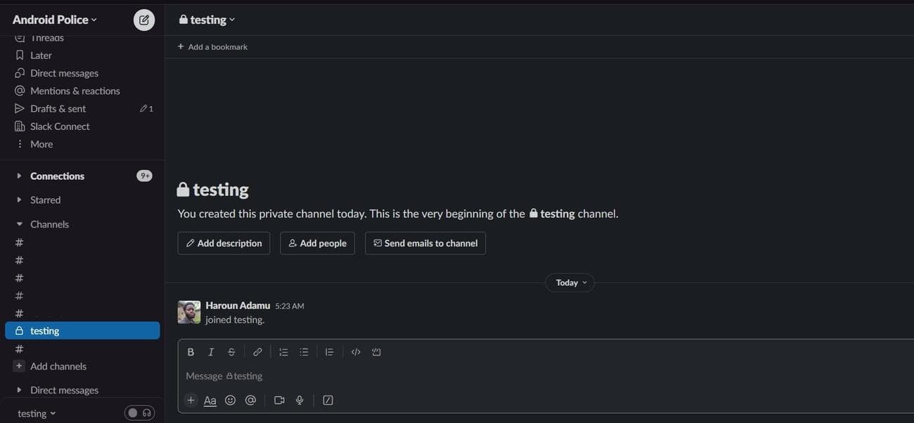 Νέο κανάλι Slack