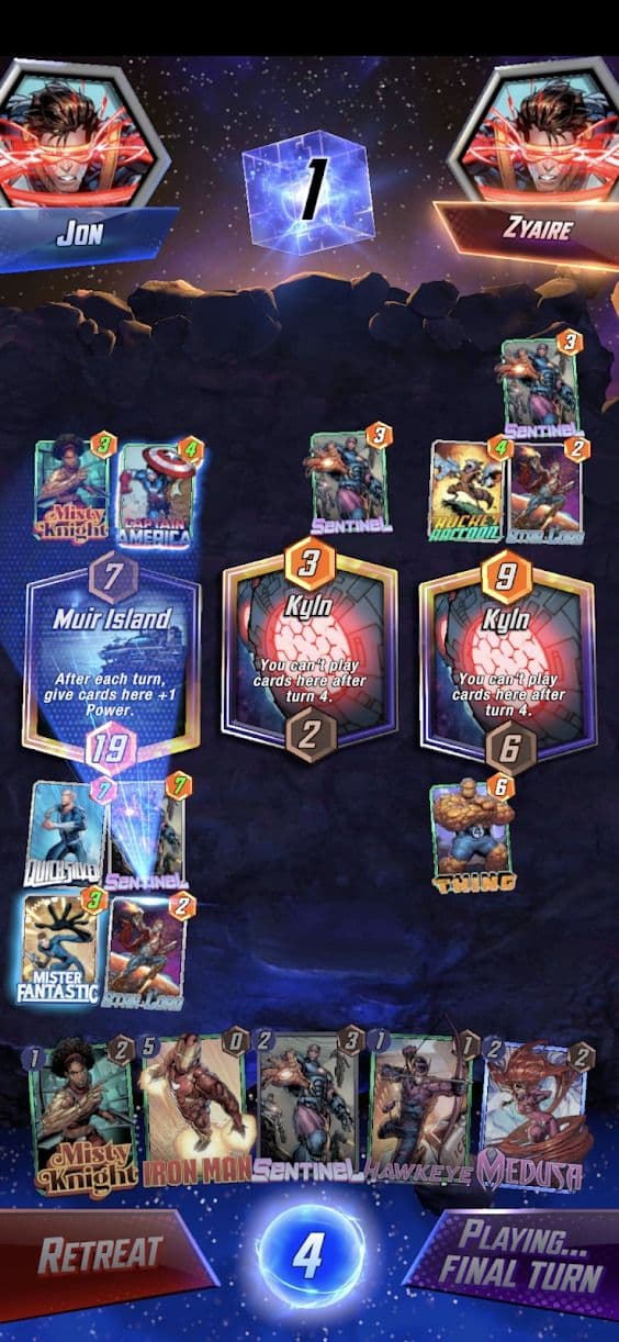 στιγμιότυπο οθόνης marvel snap που δείχνει το παιχνίδι