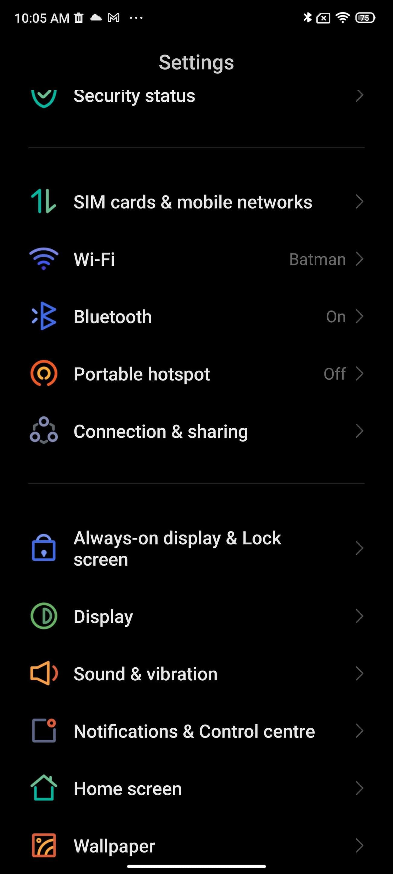 Μενού ρυθμίσεων MIUI 14
