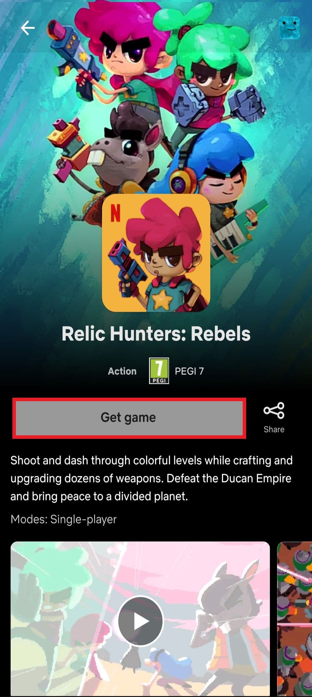 Ένα στιγμιότυπο οθόνης της εφαρμογής Netflix στο Android