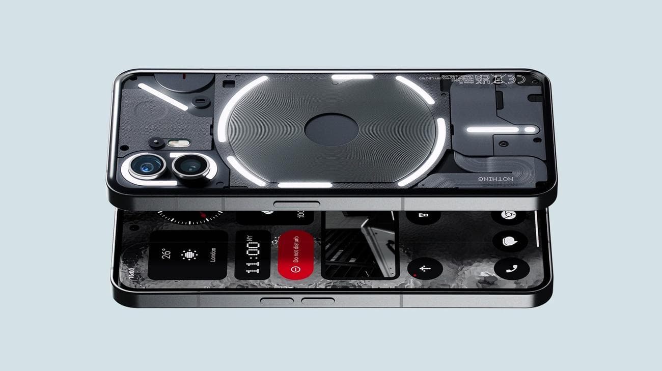 Τίποτα Τηλέφωνο (2) οθόνη και λεπτομέρεια σχεδίασης πίσω