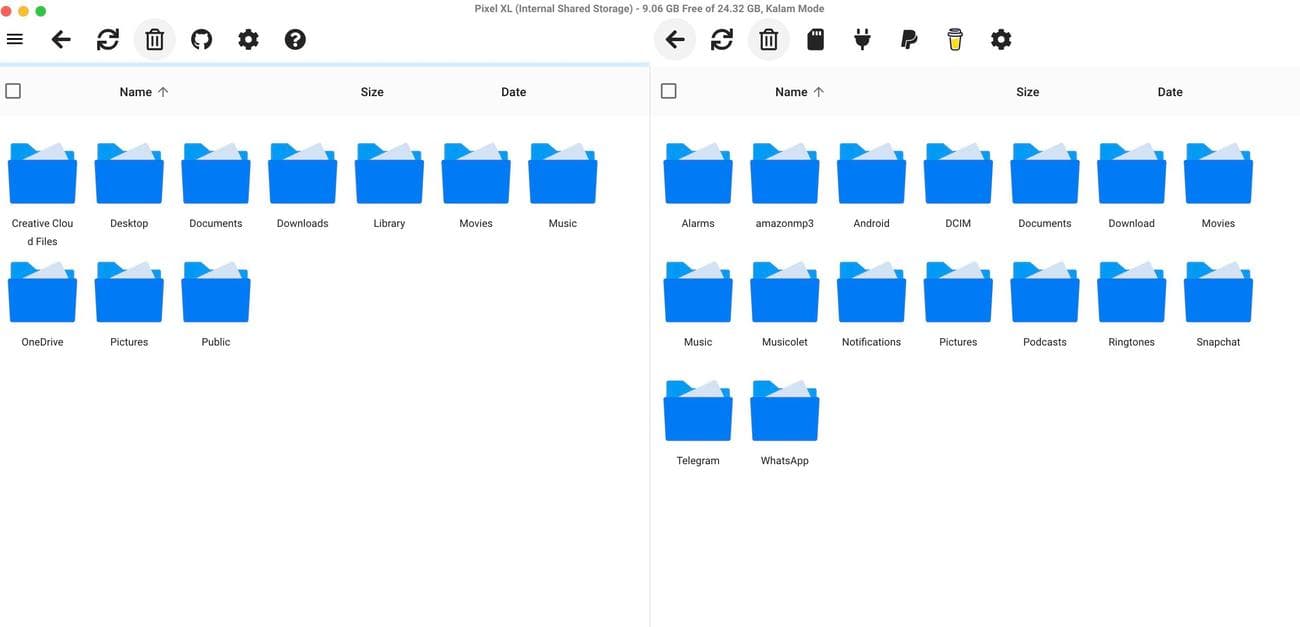 Screenshot of OpenMTP on Mac