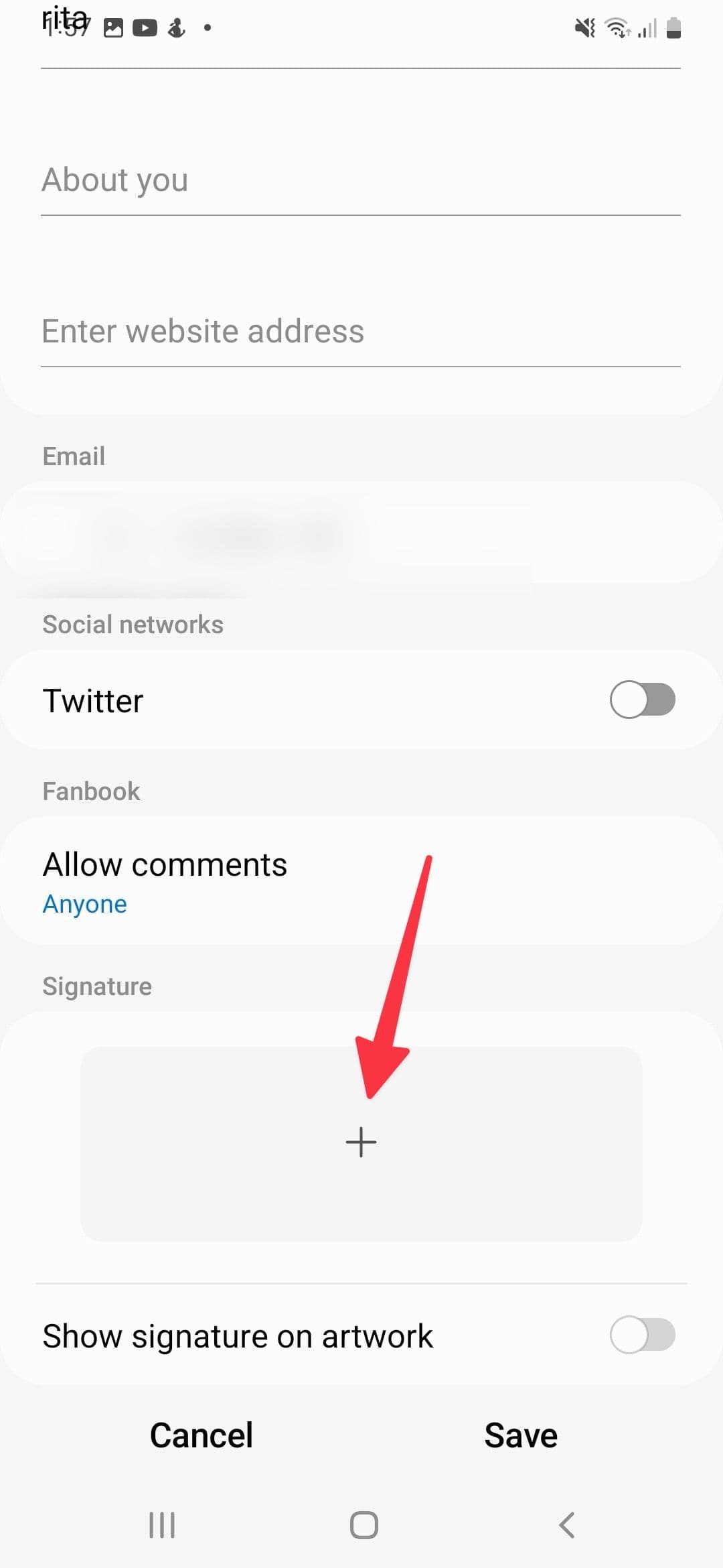 προσθέστε υπογραφή στο PENUP