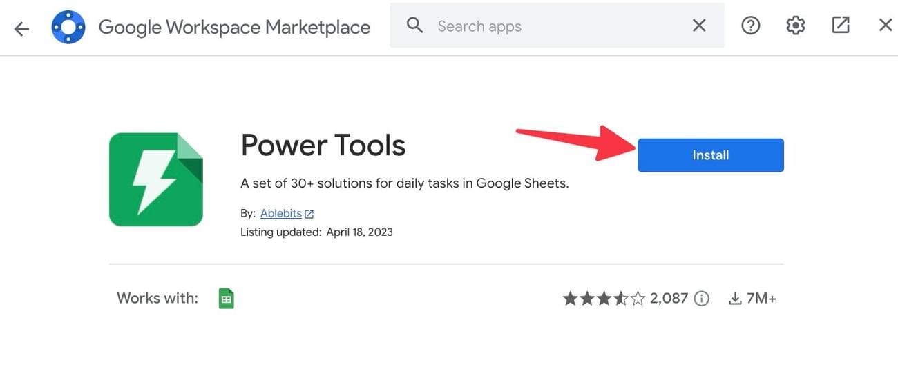 κατεβάστε το πρόσθετο ηλεκτρικών εργαλείων στα Φύλλα Google
