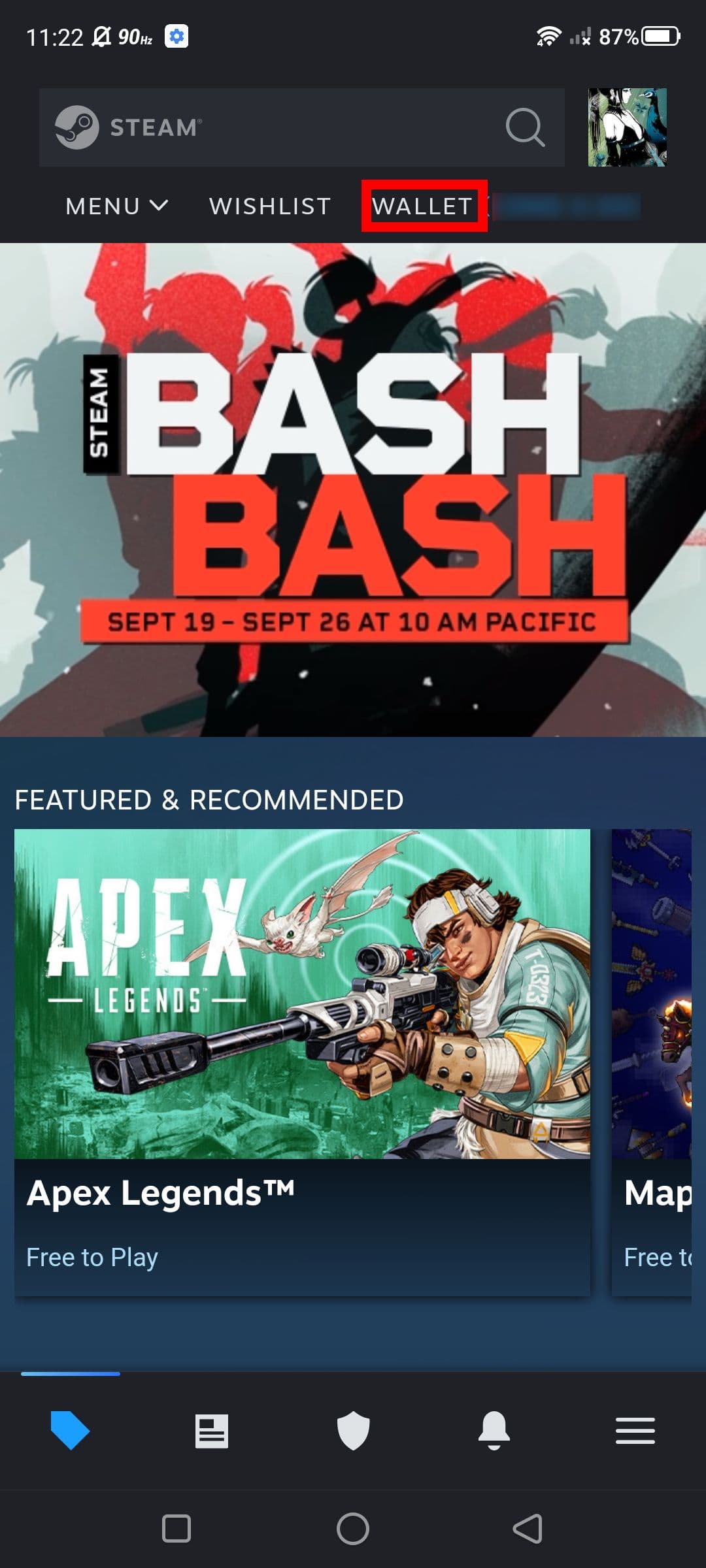 Στιγμιότυπο οθόνης της ανανεωμένης εφαρμογής Steam