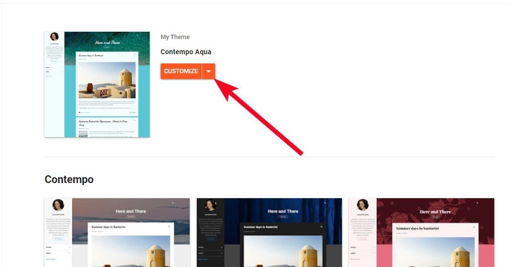 Theme menu on Blogger