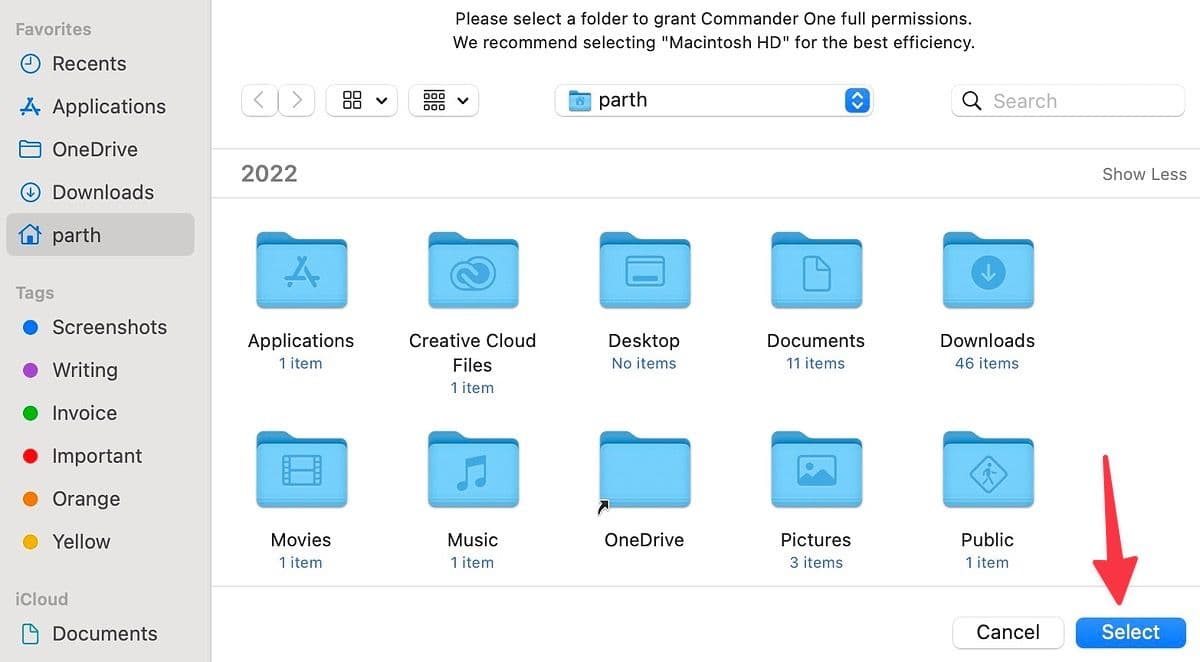 Screenshot of Commander One on Mac