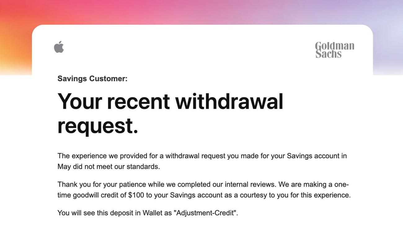 Η Apple και η Goldman Sachs πιστώνουν ορισμένους πελάτες που περίμεναν πολύ για αιτήματα ανάληψης αποταμιεύσεων