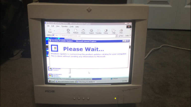 Windows Update Restored website in Internet Explorer running on Windows 95