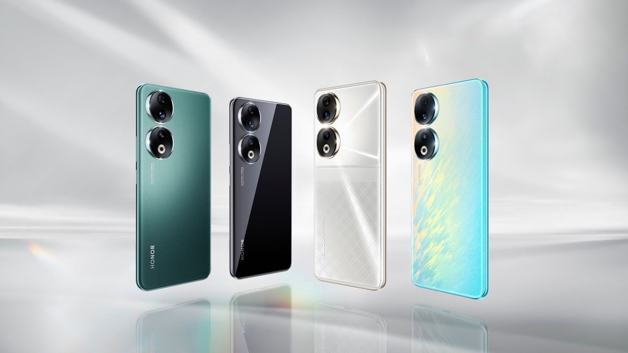 Press render of the backs of four Honor 90 units in all four colors