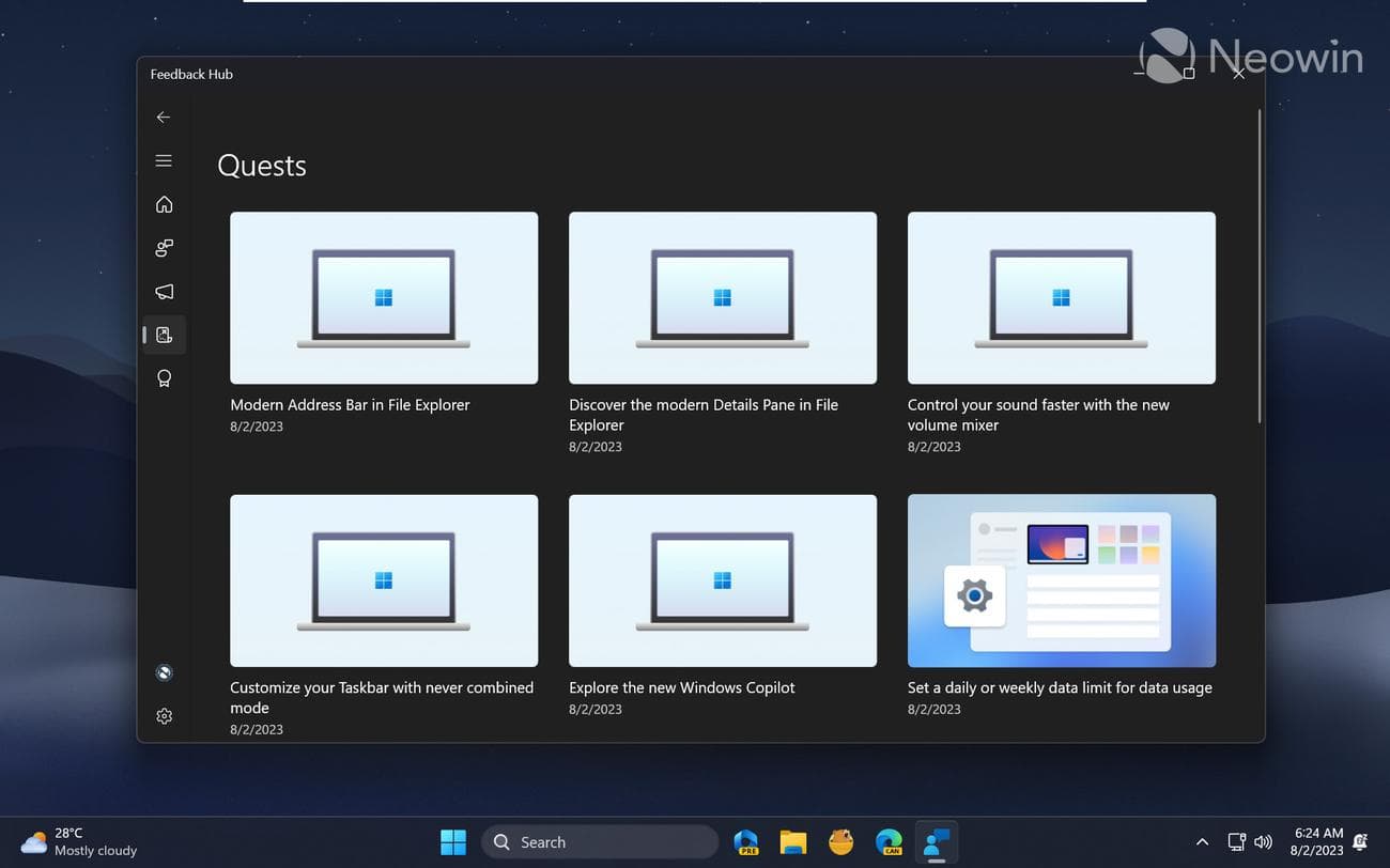 Ένα στιγμιότυπο οθόνης του Feedback Hub στα Windows 11